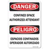 Signmission OSHA Decal, Confined Space Authorized Attendant Bilingual, 7in X 5in Decal, 5" H, 7" W, Landscape OS-DS-D-57-L-19282